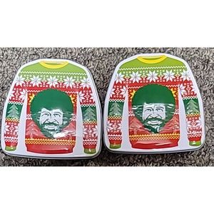 Bob Ross Christmas Sweater Sour Apple Candy Tins - Lot of 2